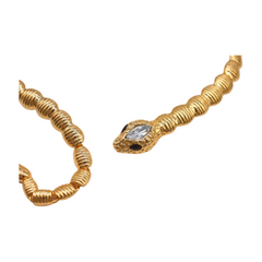 Brand New Women Gold Wrap Around Snake Necklace Set Rhinestone Accent Earrings   -   WN14