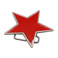 Men Women Belt Buckle Silver Metal Western Fashion Red Texas Lone Star TX Casual