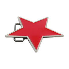 Men Women Belt Buckle Silver Metal Western Fashion Red Texas Lone Star TX Casual