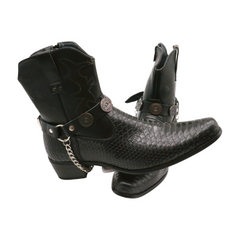 Shotgun Shell Black Faux Leather Boot Straps (Pair)