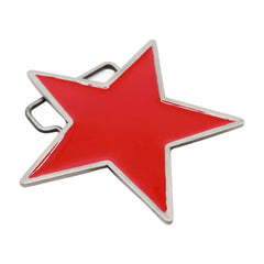 Men Women Belt Buckle Silver Metal Western Fashion Red Texas Lone Star TX Casual