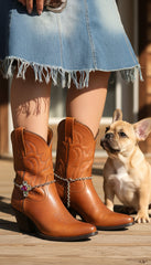 Brand New Women Silver Metal Chain Boot Bracelet Shoe Cross Charm Religious Accessory SET BC110