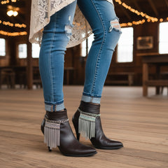 Brand New Women Silver Metal Boot Chain Bracelet Shoe Anklet Long Tassel Ethnic Fringes Wide Charm SET BC220