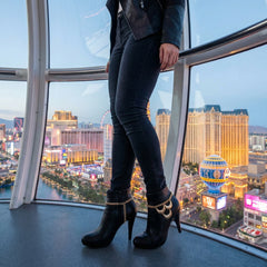 Brand New Women Gold Metal Boot Chain Bracelet Shoe Anklet Moon Charm SET BC189