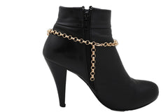 Brand New Women Gold Metal Boot Chain Bracelet Shoe Anklet Silver Bling Bead Charm SET BC234