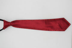 Brand New Red Formal Fashion Neck Tie Zipper Narrow Satin Look With Crystal Trim