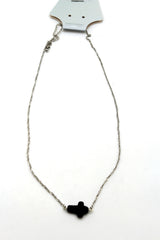 Brand New Women Short Cross Necklace Silver Chain Black Charm Pendant  -   WN43