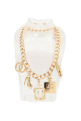 Brand New Women Gold Statement Charm Necklace And Stud Earrings Set Fashionista Jewelry -   WN48