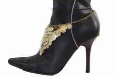 Brand New Women Rustic Gold Metal Boot Chain Bracelet Shoe Anklet Ethnic Coins Charm SET BC227