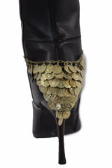 Brand New Women Rustic Gold Metal Boot Chain Bracelet Shoe Anklet Ethnic Coins Charm SET BC227