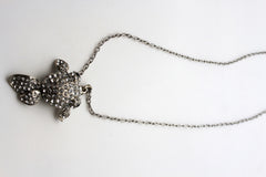 Brand New Long Silver Tone Fish Necklace Rhinestone Animal Pendant Women 26-28 in WN56 (Copy)