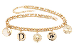 Brand New Women Short Gold Charm Necklace Chunky Chain Moon Sun Stars Letter Jewelry -   WN49