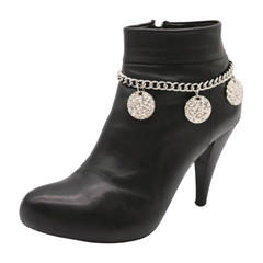 Brand New Women Silver Metal Boot Chain Bracelets Anklet Shoe Circle Charm Fashion Jewelry SET  BC116