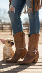 Brand New Women Silver Metal Chain Boot Bracelet Shoe Cross Charm Religious Accessory SET BC110