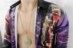 Brand New Men Gold Metal Chain Fashion Necklace Long Streetwear Marijuana Weed Charm -  M5