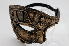 Brand New adult steampunk half face mask metallic gold black masquerade costume mask, industrial cosplay accessory, gothic festival face mask  M13