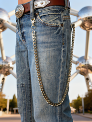 Brand New Men Silver Wallet Chain 32 In Chunky Metal Biker Jeans Keychain  M30