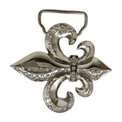 Men Women Silver Metal Belt Buckle Western Fashion Bling Fleur De Lis Lily
