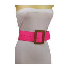 Neon Pink Wide Belt Square Buckle S M