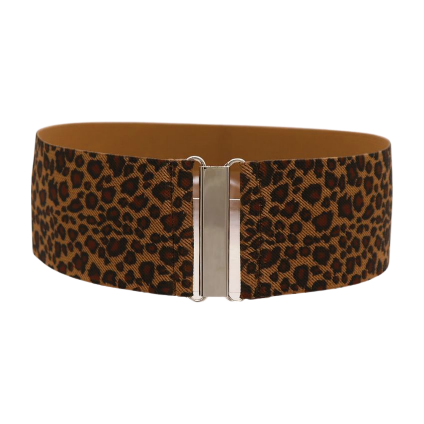 Hair Calf Leopard Print Stretch Waist Belt with Silver Buckle Wide Leopard Pony Hair Stretch Belt: Beige Brown Corset - Etsy main image 2