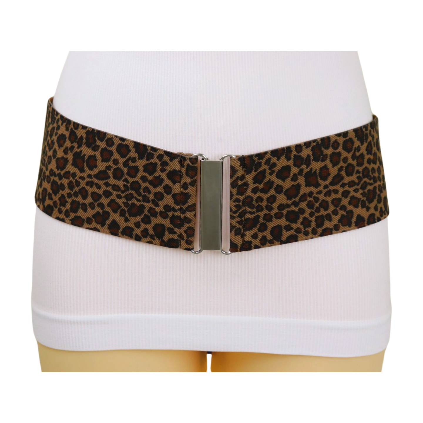 Leopard Print Logo Buckle Belt, Adjustable Leather Strap, Medium Size Buy Leopard Print Belt With Gold Buckle | LeatherBeltsOnline.com main image 2
