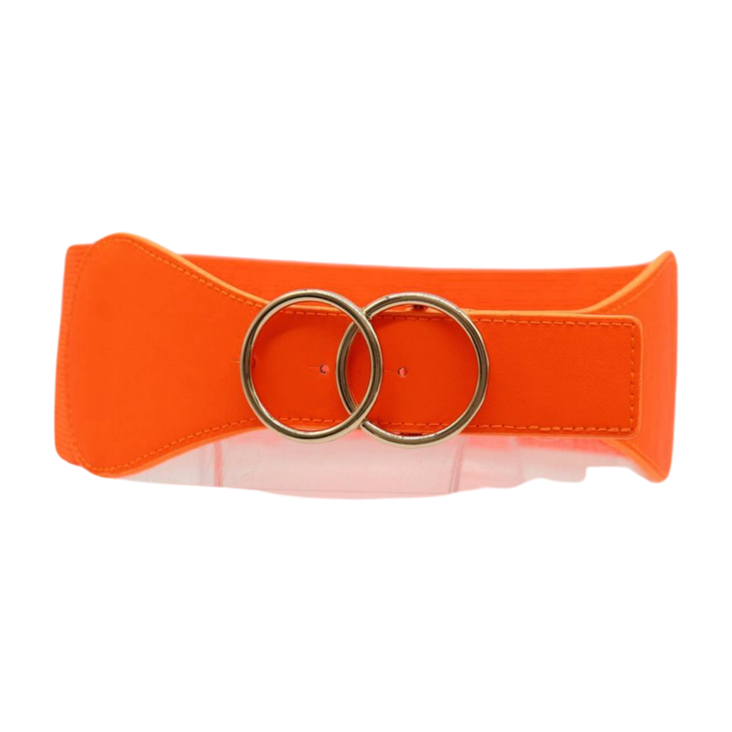 Adjustable women’s orange belt, size Large . Fashionable and collectible. Women Neon Orange Elastic Belt Gold Circle Buckle S M  main image 3