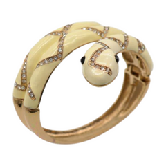 New Women Gold Metal Cuff Bracelet Cream Snake Wrap Around