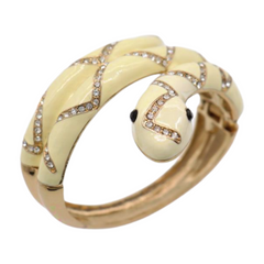 New Women Gold Metal Cuff Bracelet Cream Snake Wrap Around