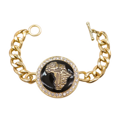 New Women Fashion Bracelet Gold Metal Chain Links Wrist Africa Continent Charm