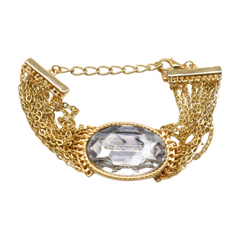 New Women Gold Metal Chain Bracelet Multi Strands Silver Bead Charm