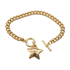 New Women Gold Metal Chain Link Wrist Bracelet Fashion Jewelry Texas Lone Star Charm
