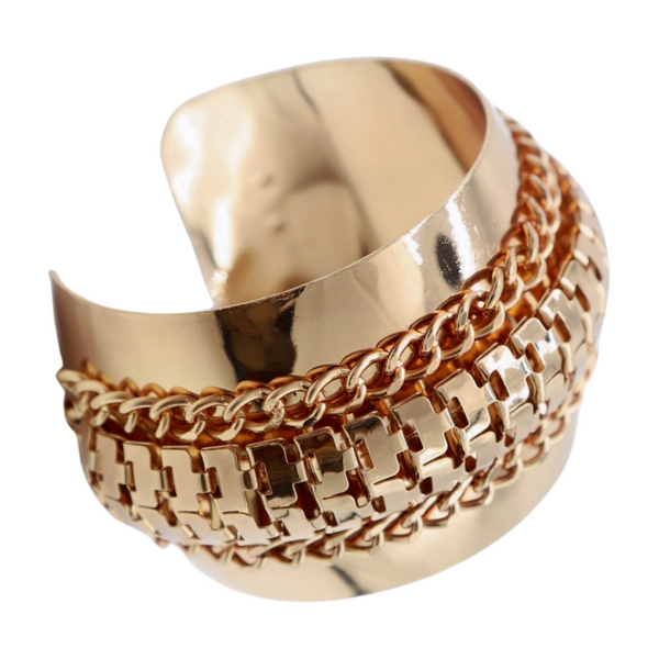 Women Gold Metal Wrist Cuff Bracelet Chain Mesh