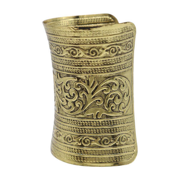 Women Antique Gold Long Metal Roman Cuff Bracelet