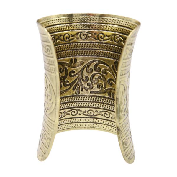 Women Antique Gold Long Metal Roman Cuff Bracelet