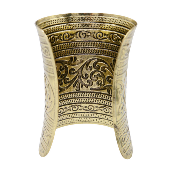 Women Antique Gold Long Metal Roman Cuff Bracelet