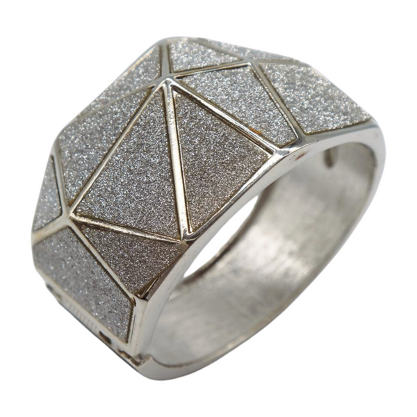Women Silver Color Metal Wide Bracelet Sparkling Glitter Geometric
