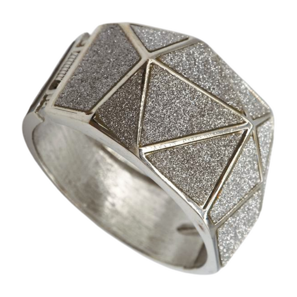 Women Silver Color Metal Wide Bracelet Sparkling Glitter Geometric
