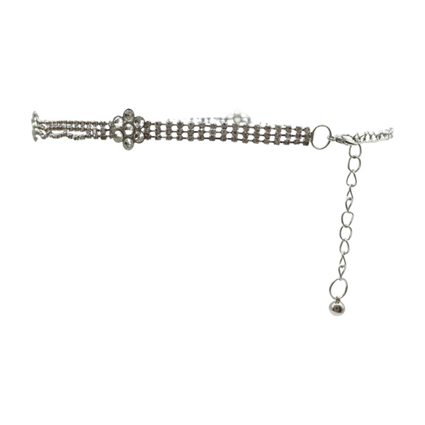 Brand New Women Silver Metal Chain Belt Flower Charm Beads S M L