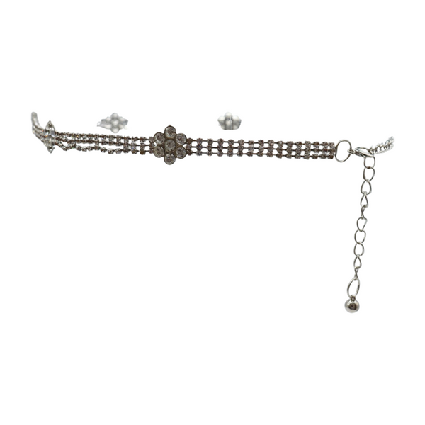Brand New Women Silver Metal Chain Belt Flower Charm Beads S M L