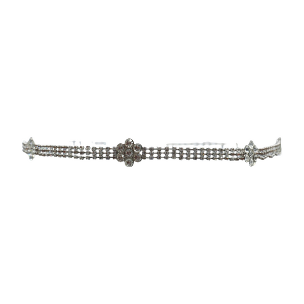 Brand New Women Silver Metal Chain Belt Flower Charm Beads S M L