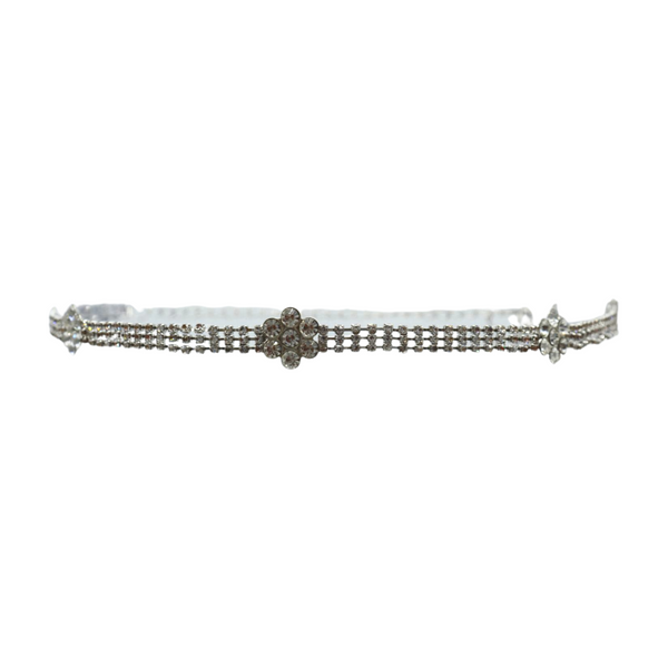 Brand New Women Silver Metal Chain Belt Flower Charm Beads S M L