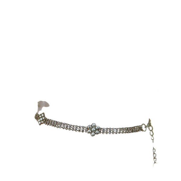 Brand New Women Silver Metal Chain Belt Flower Charm Beads S M L
