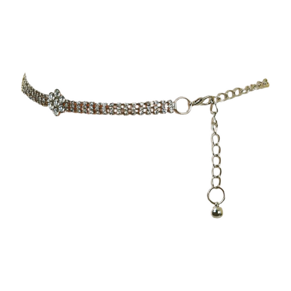Brand New Women Silver Metal Chain Belt Flower Charm Beads S M L