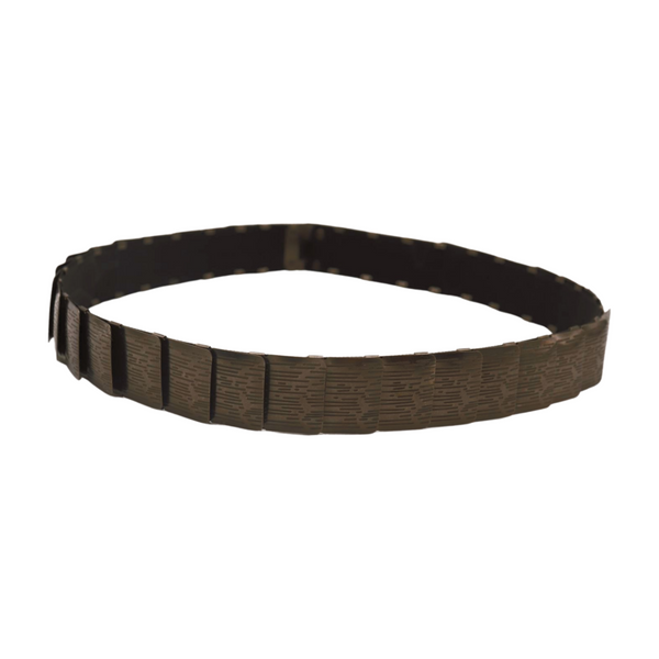 Brand New Women Pewter Black Color Metal Elastic Waistband Skinny Belt Size S M