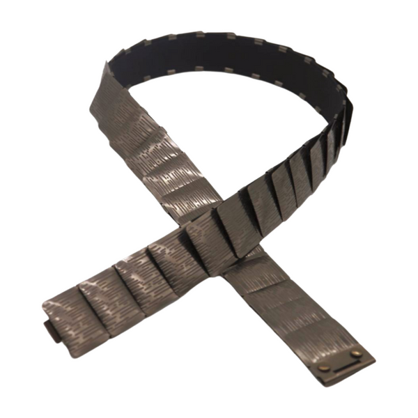 Brand New Women Pewter Black Color Metal Elastic Waistband Skinny Belt Size S M