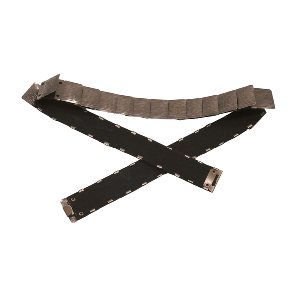 Brand New Women Pewter Black Color Metal Elastic Waistband Skinny Belt Size S M