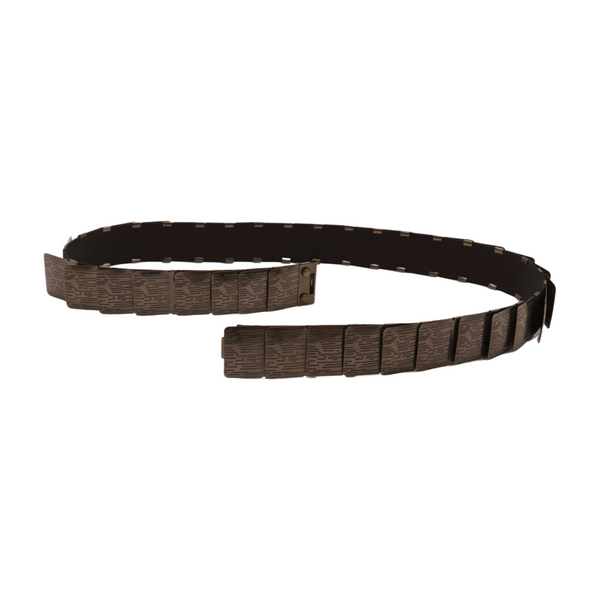 Brand New Women Pewter Black Color Metal Elastic Waistband Skinny Belt Size S M