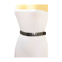 Pewter Black Color Metal Elastic Waistband Skinny Belt Size S M