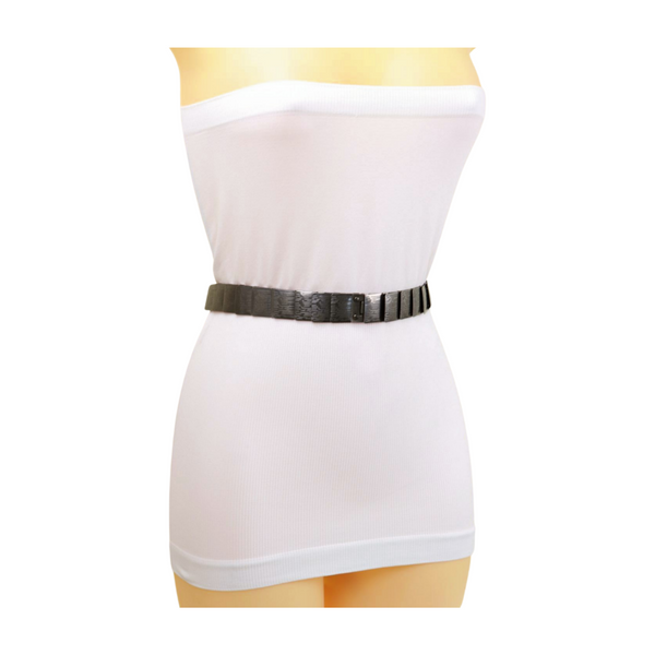 Brand New Women Pewter Black Color Metal Elastic Waistband Skinny Belt Size S M