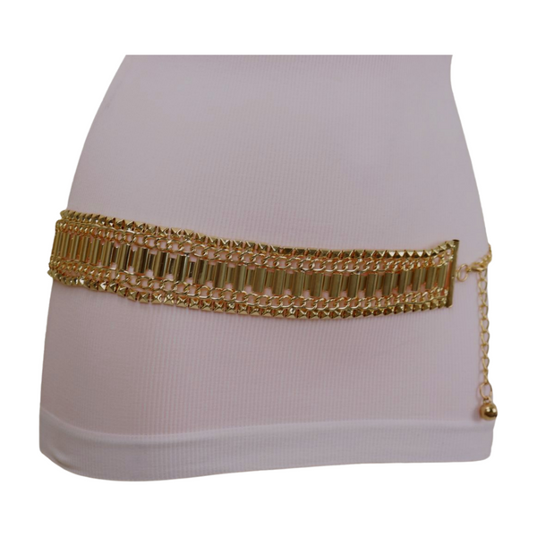 Brand New Women Gold Metal Chain Fashion Belt Hip High Waist Size S M L